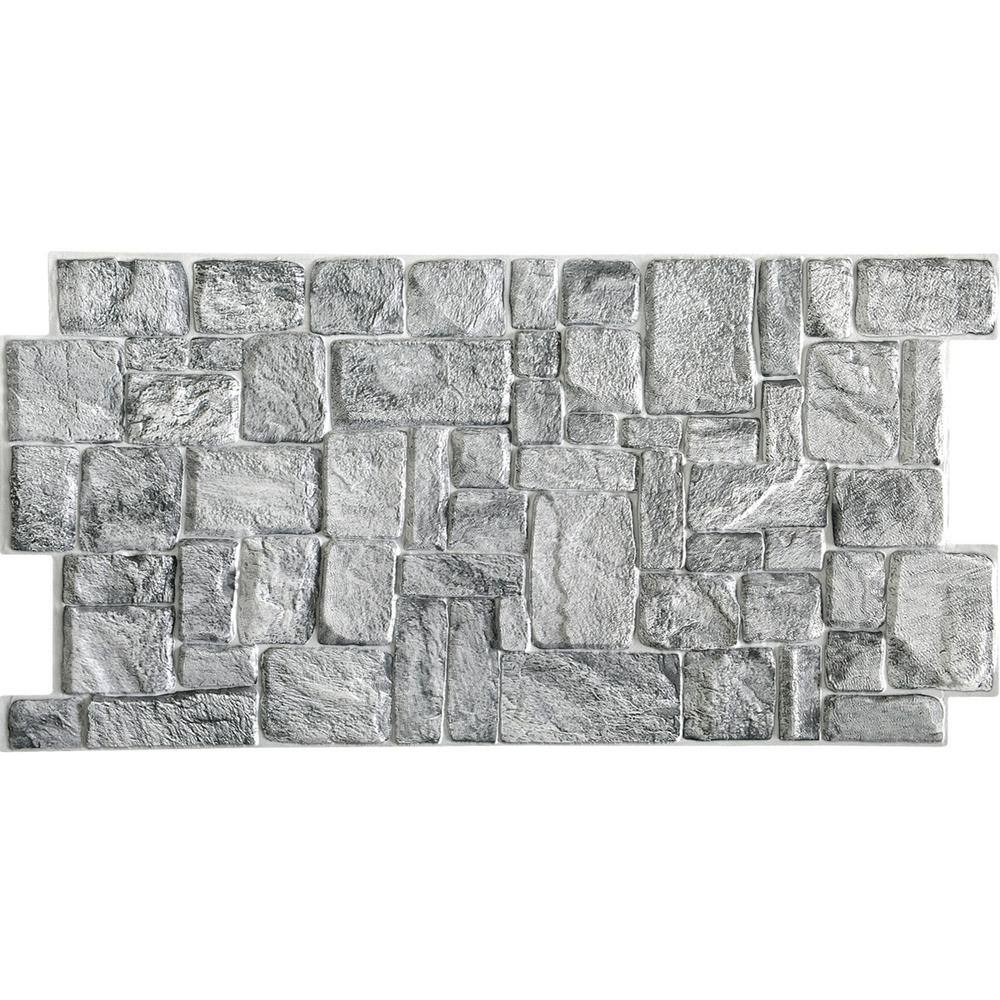 Dundee Deco 3D Falkirk Retro 1100 in. x 39 in. x 19 in. Grey Faux Old Stone PVC Decorative Wall Paneling (10-Pack) GRHDTP10019925-10