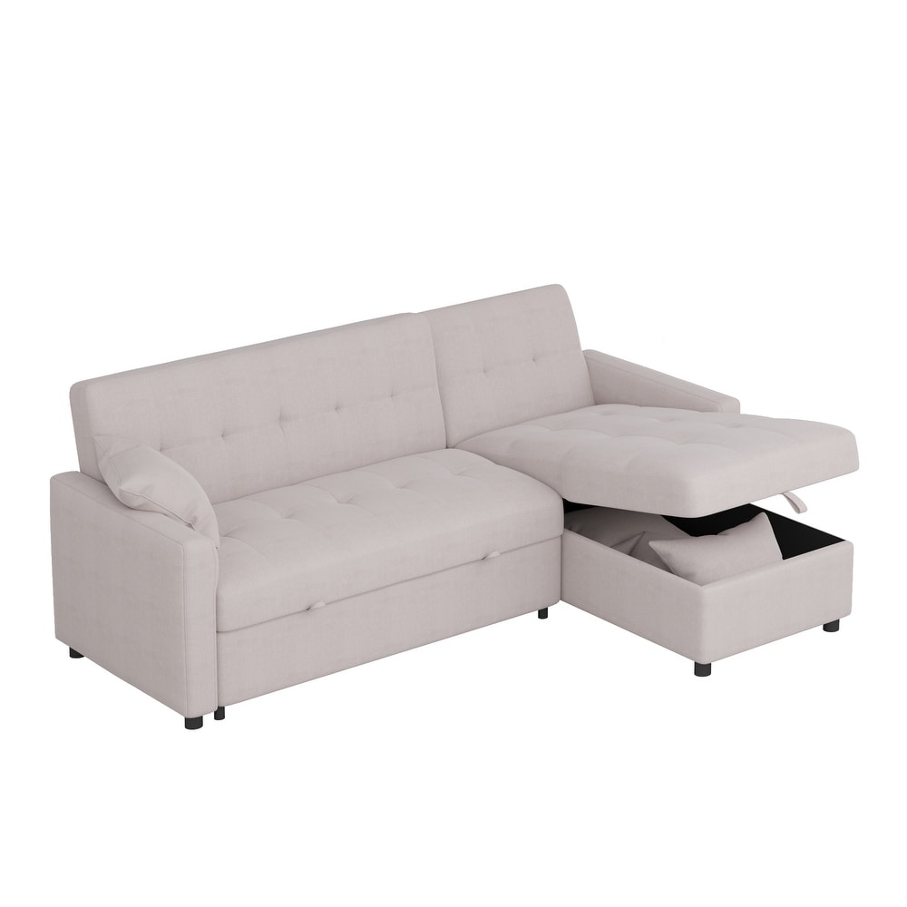 Reversible Sleeper Sectional Sofa L Shape 3 Seat Sectional Couch with Storage