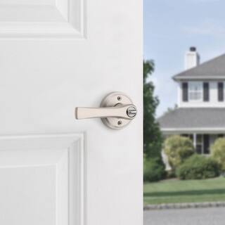 Kwikset Katella Satin Nickel Keyed Entry Door Lever Featuring SmartKey Technology with Microban 740KAL15SMT6RK3