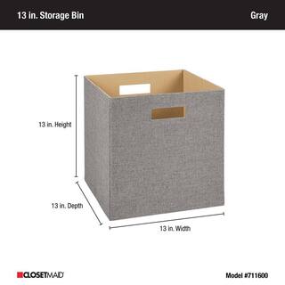 ClosetMaid 13 in. D x 13 in. H x 13 in. W Grey Fabric Cube Storage Bin 7116