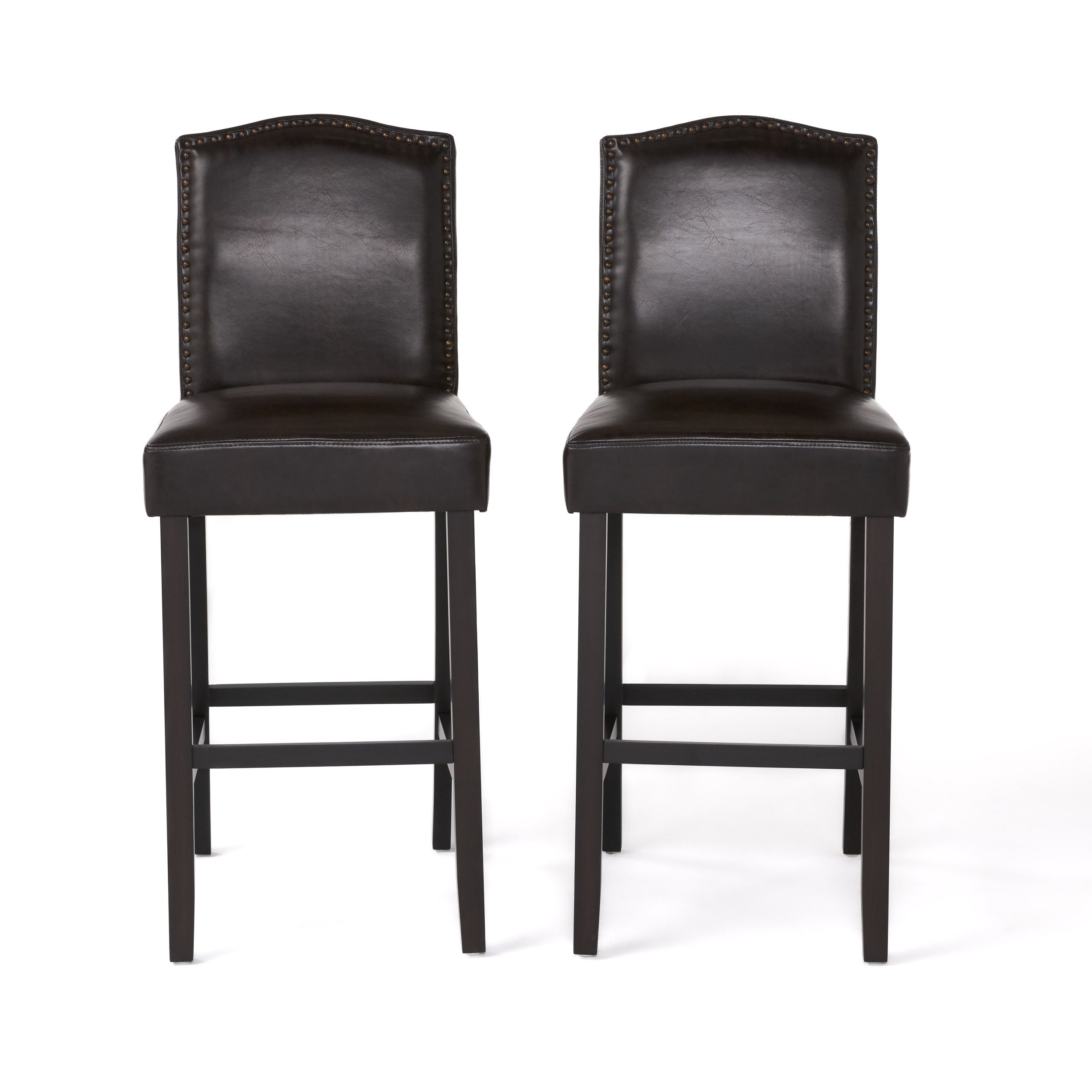 Auburn 30-Inch Brown Leather Backed Barstool (Set of 2)