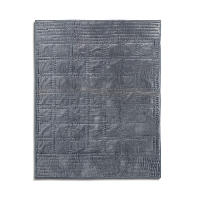 Demdaco Velvet Throw Blanket Gray