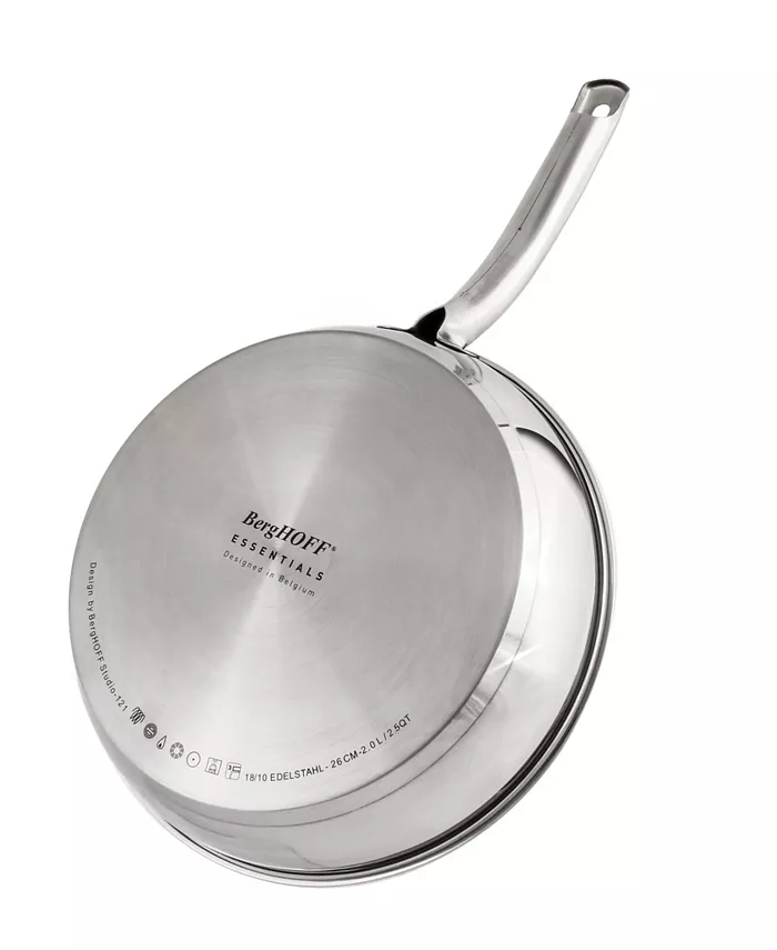 BergHOFF Belly 18 10 Stainless Steel 2.5 Quart Skillet with Lid