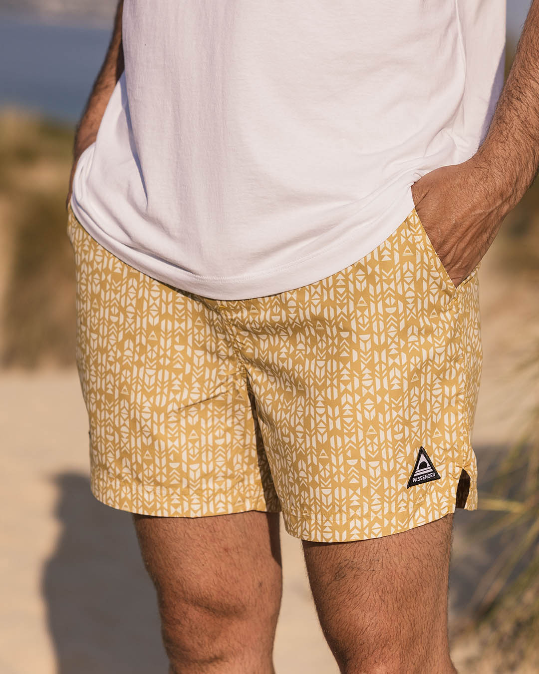 Cali Cargo Swim Short - Mustard Mini Geo