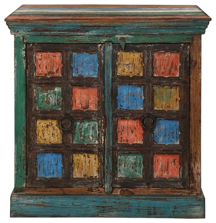 Monty Multicolor Two Door Rustic Reclaimed Wood Accent Storage Cabinet   Farmhouse   Accent Chests And Cabinets   by Sierra Living Concepts Inc  Houzz