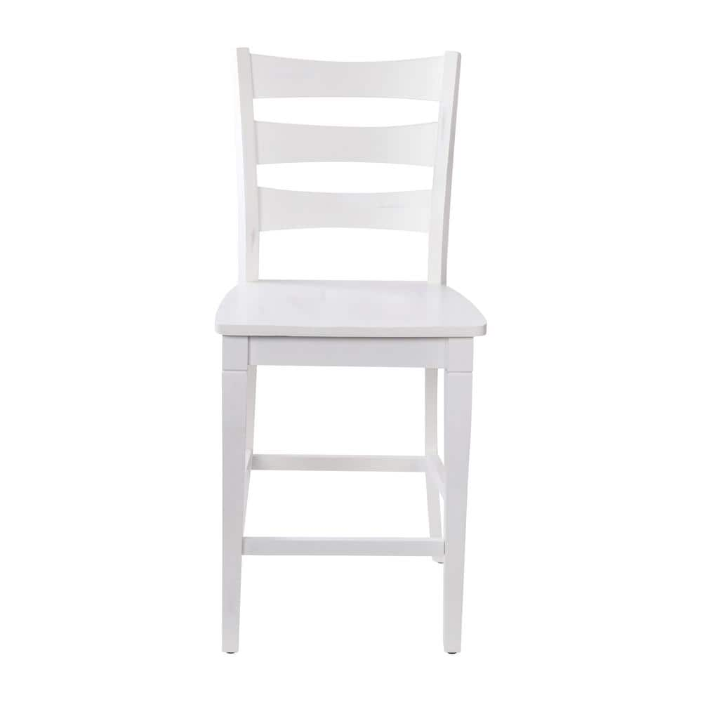 Carnegy Avenue 41.5 in. White Wash Full Wood Bar Stool with Wood Seat CGA-ES-520599-WH-HD