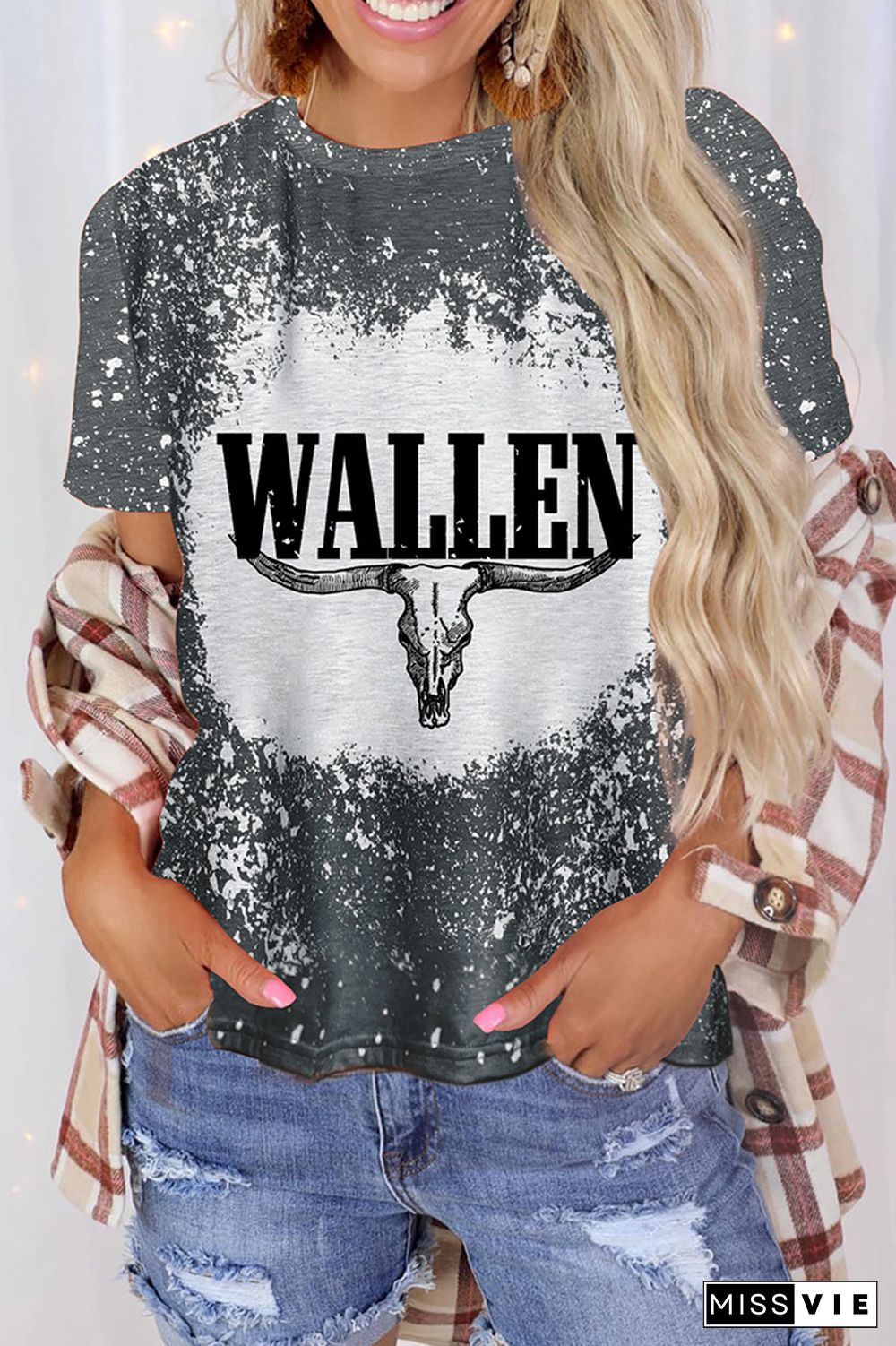 Wallen Bull Skull Bleached Graphic Tee