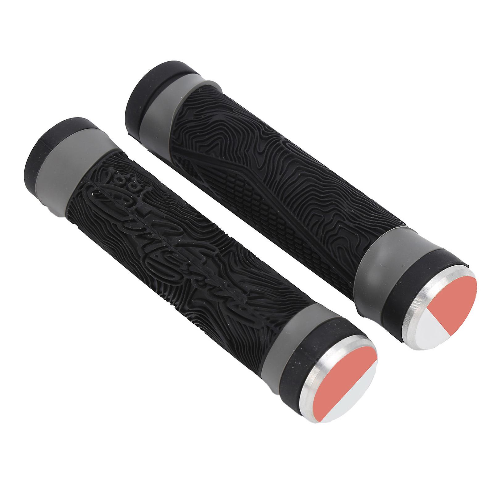 Antislip Silicone Mtb Bicycle Handlebar Grips With Plugs Shockproof Cycling Accessory(black )