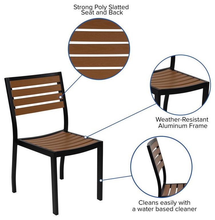 Lark 7 Pc Patio Set  4 Stacking Chairs  30 quotx 48 quotTable  ampUmbrella with Base   Traditional   Dining Chairs   by Pot Racks Plus  Houzz