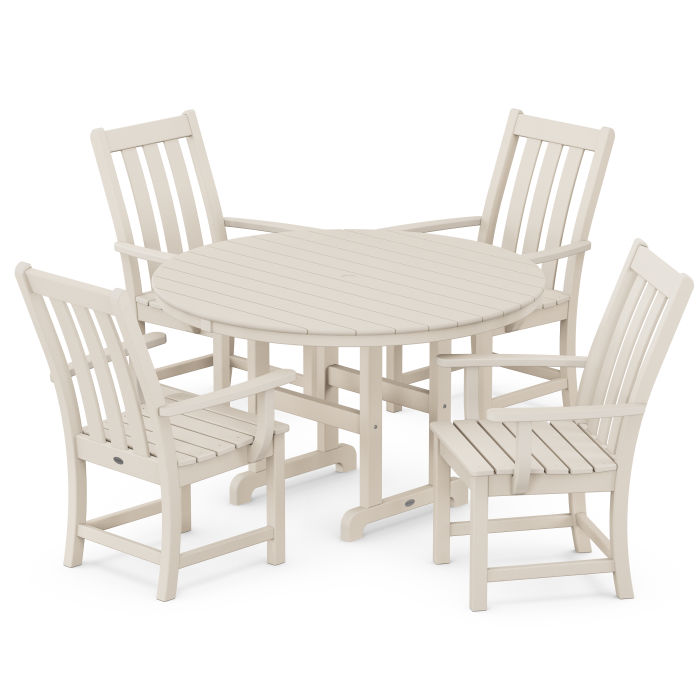 Polywood Vineyard 5-Piece Round Farmhouse Dining Set PWS651-1