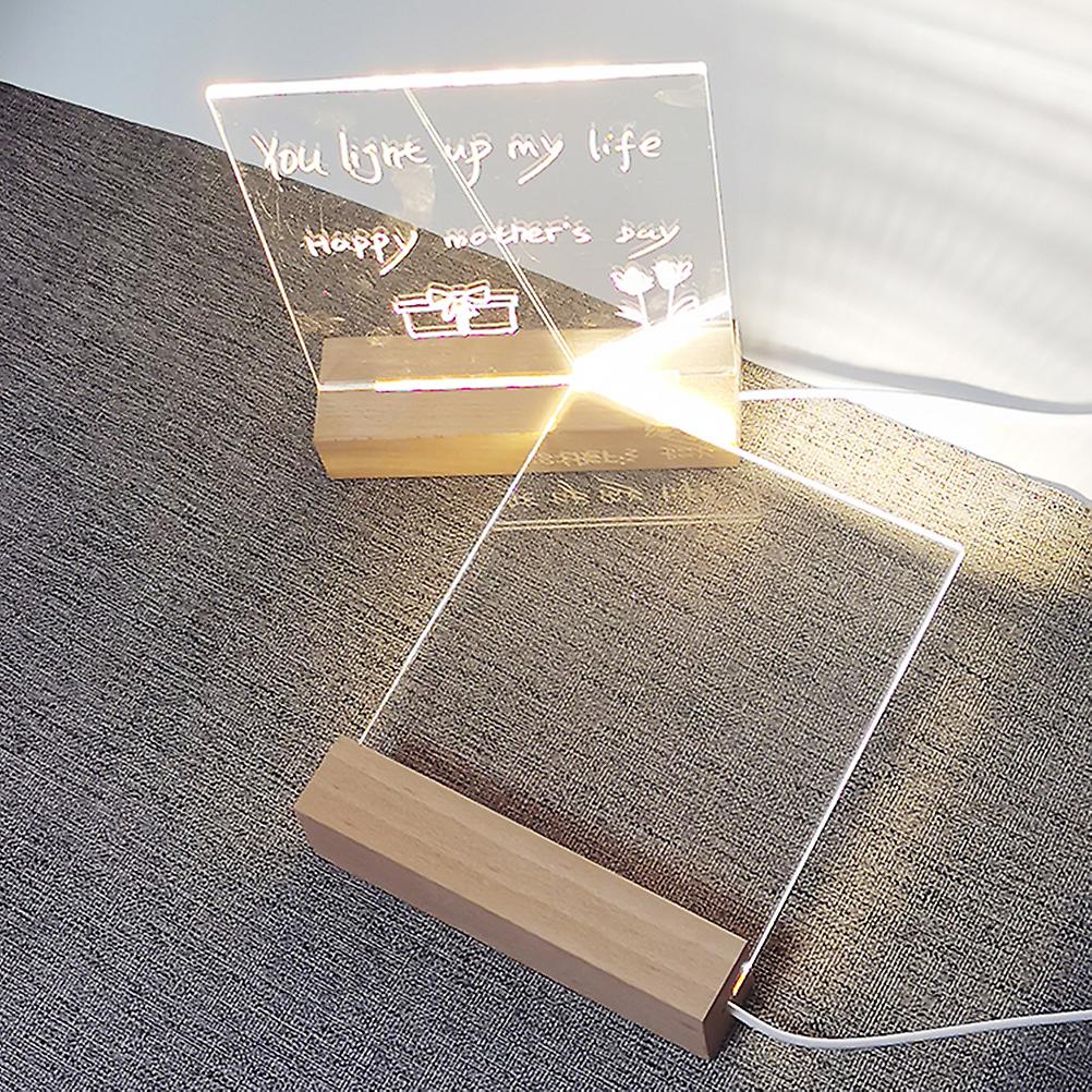 Desktop Luminous Memo Note Board Plug In LED Lamp Base DIY Graffiti Acrylic Message Night Light