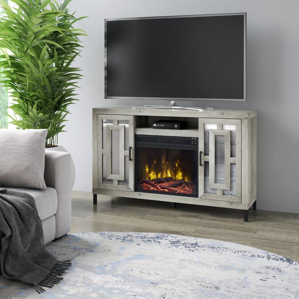 Twin Star Home 55 in Freestanding Electric Fireplace TV Stand in Valley Pine