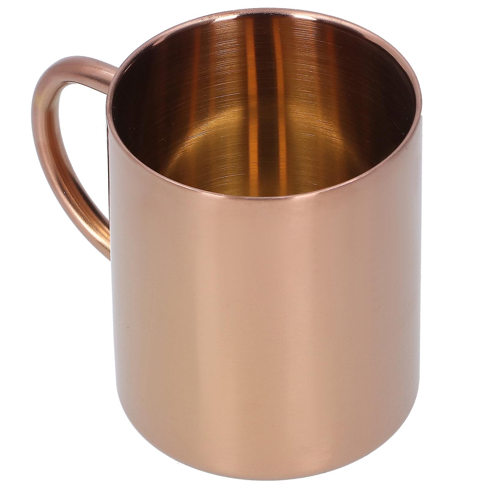 Mug Cup 304 Stainless Steel Double Layer Anti Scald Coffee Tea Water Cup with Handle 400ml(Rose Gold )