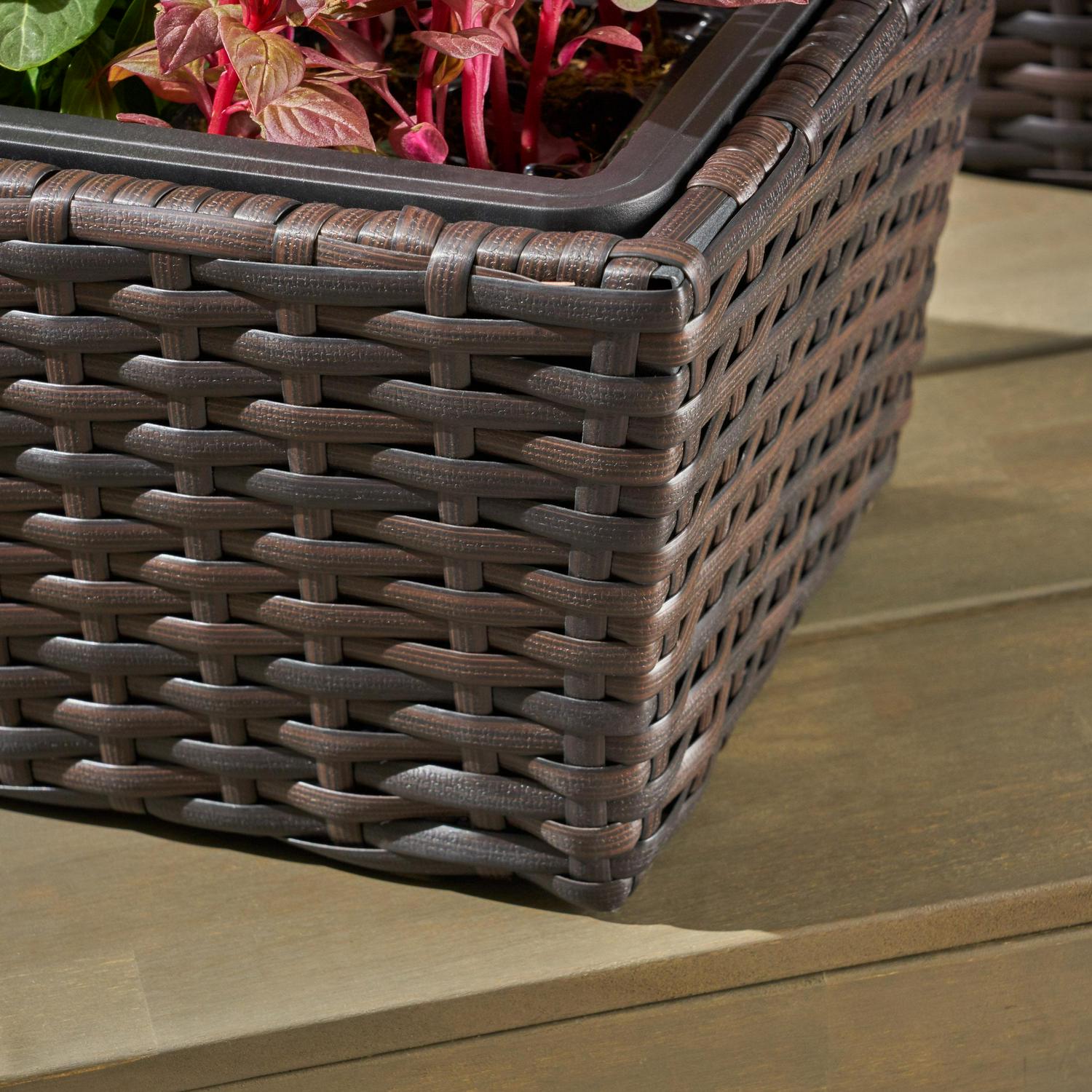 Aaron Outdoor Wicker Planters Set of 2 Multi Brown  Crowdfused