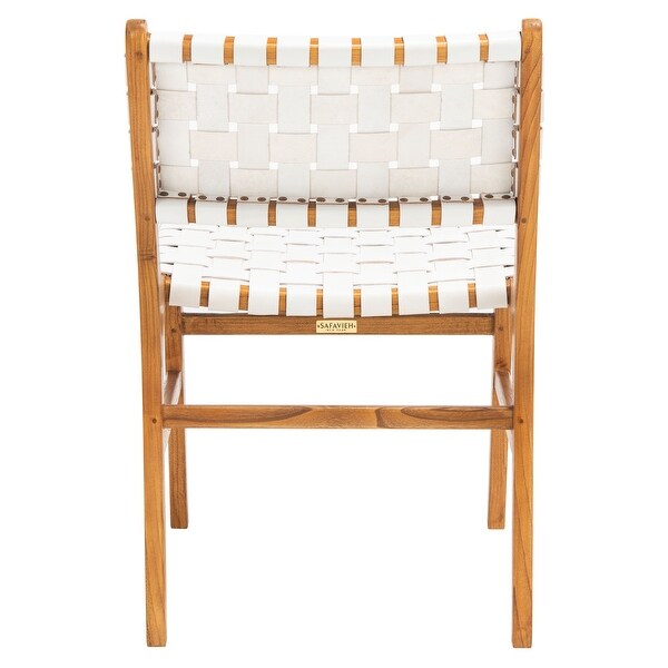 SAFAVIEH Taika White Woven Leather Dining Chair