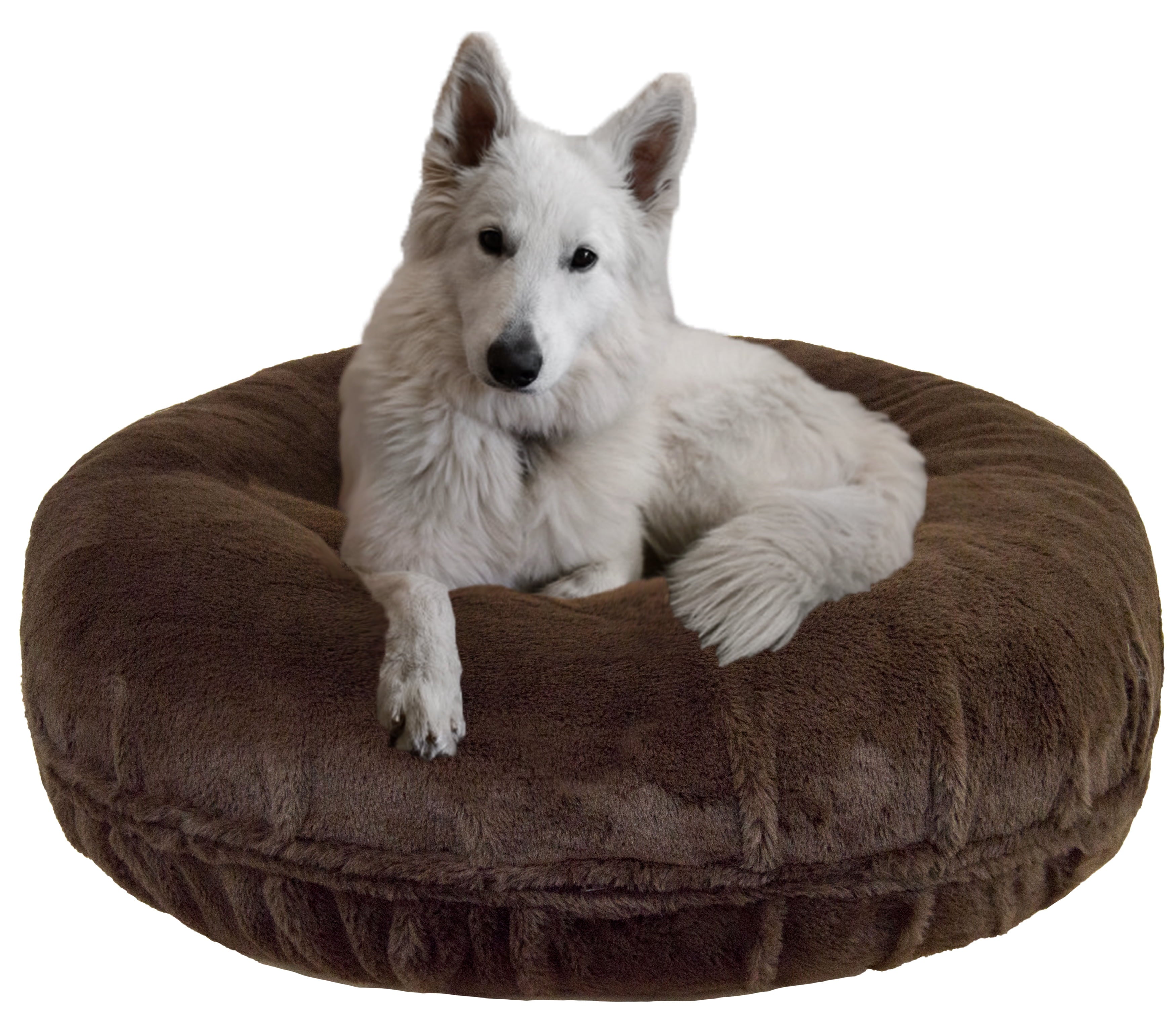 Bessie and Barnie Signature Short Shag Brown Fox Luxury Extra Plush Faux Fur Bagel Pet Bed