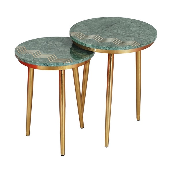 Somette Avery Green and Gold Set of 2 Nesting Tables