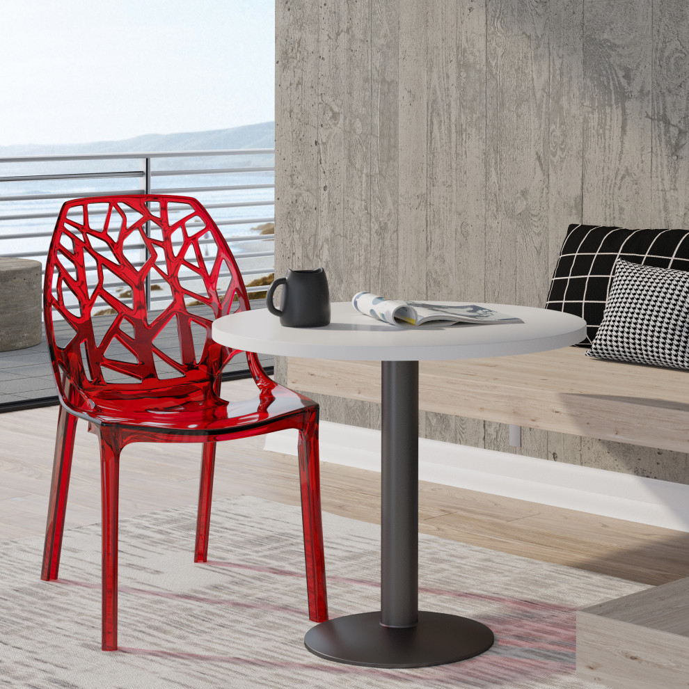 LeisureMod Modern Cornelia Dining Chair  Set of 4  Transparent Red  C18TR4   Contemporary   Outdoor Dining Chairs   by LeisureMod  Houzz