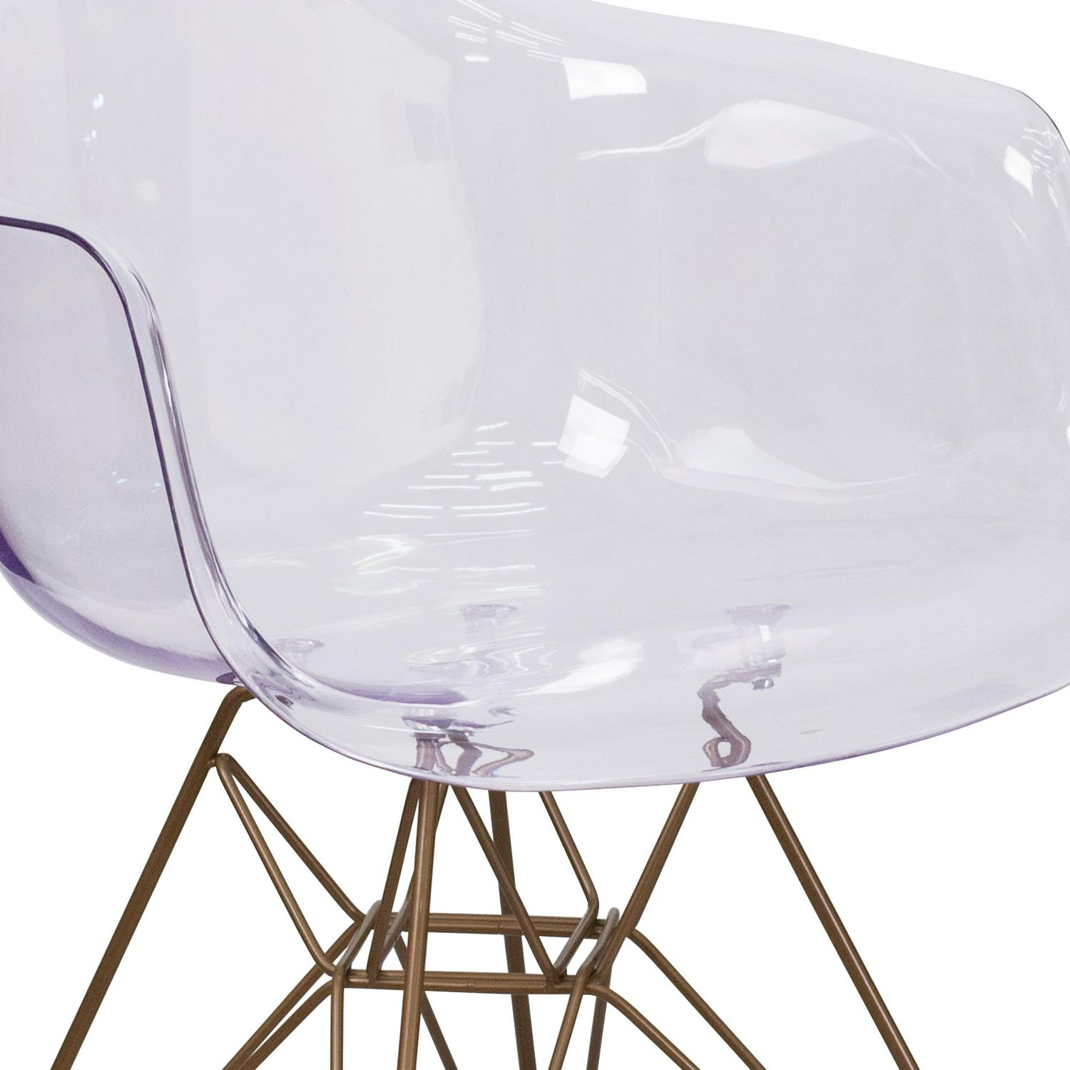 Flash Furniture Alonza Series Transparent Side Chair with Gold Base