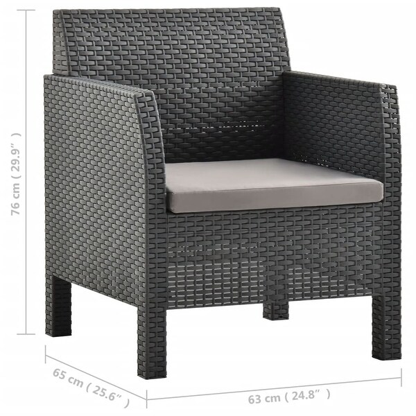 2 Piece Patio Lounge Set with Cushions PP Rattan Anthracite - Overstock - 36363348