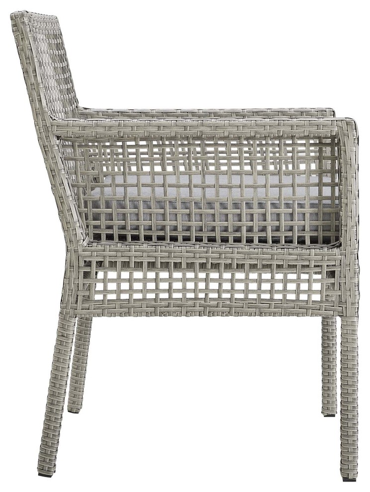 Aura Dining Armchair Outdoor Patio Wicker Rattan Set of 4  Gray Gray   Tropical   Outdoor Dining Chairs   by Beyond Design  ampMore  Houzz