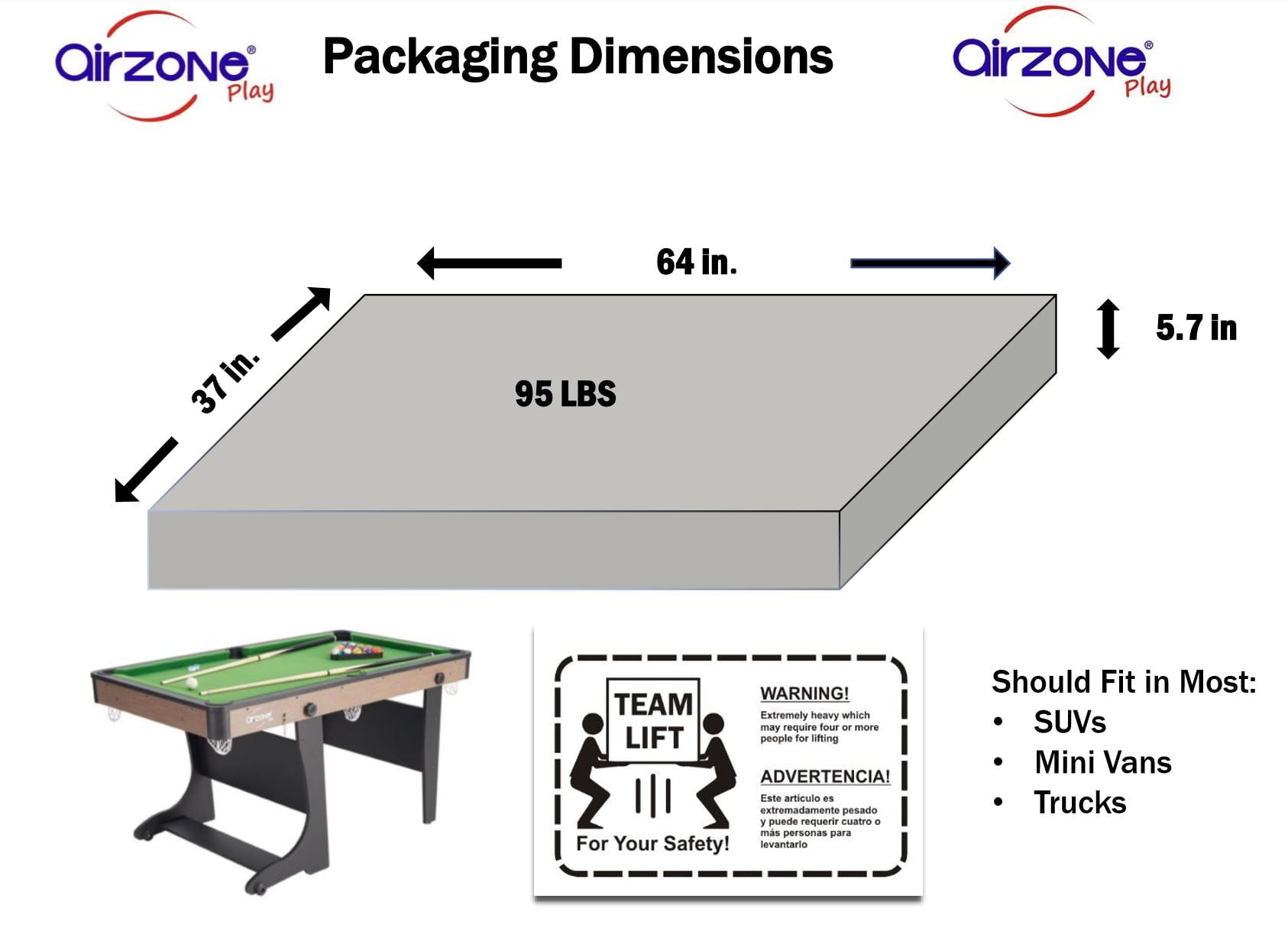 Airzone 60" Folding Pool Table with Accessories, Green Cloth