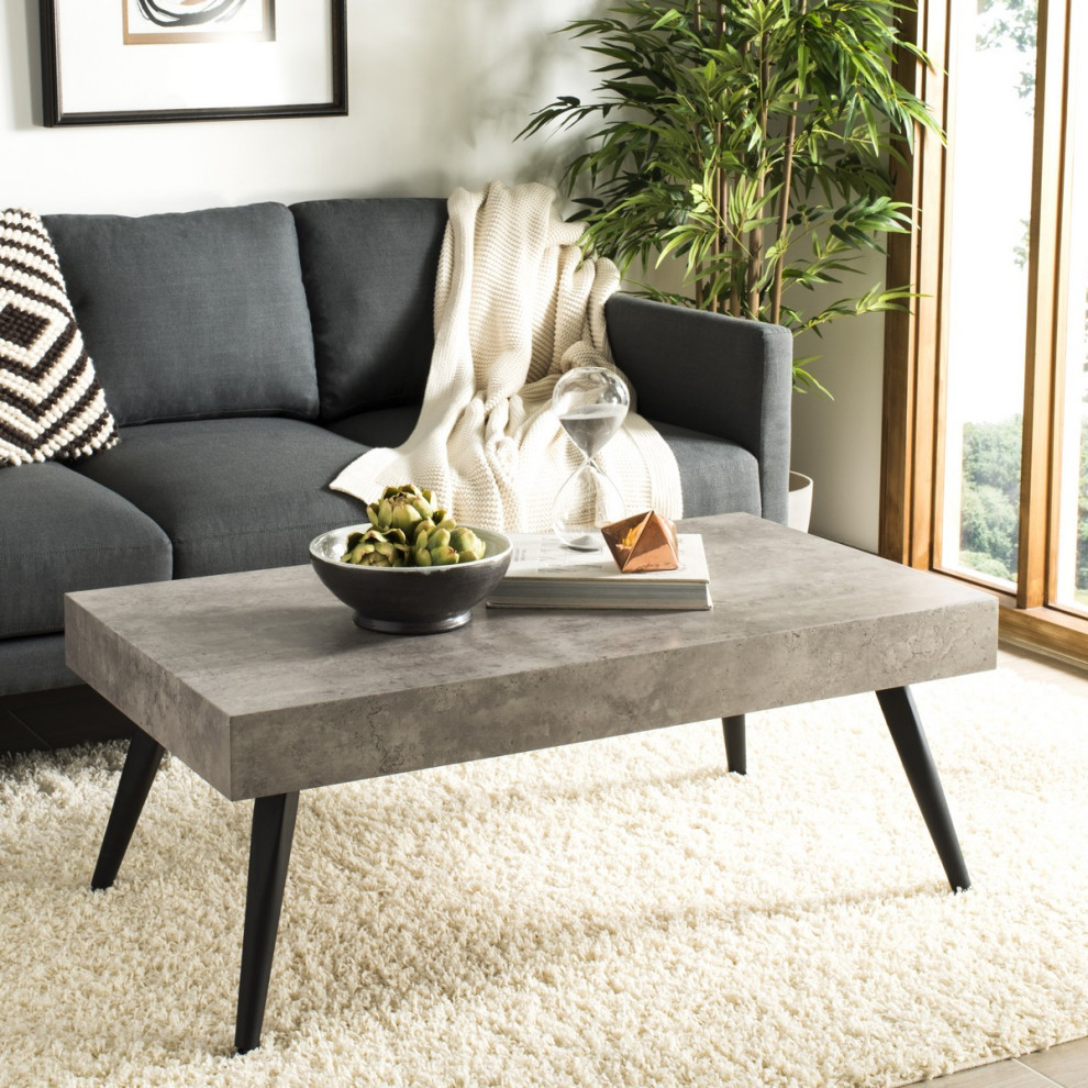 Derick Rectangular Midcentury Modern Coffee Table Light Grey/ Black   Midcentury   Coffee Tables   by AED Luxury Home Decor  Houzz