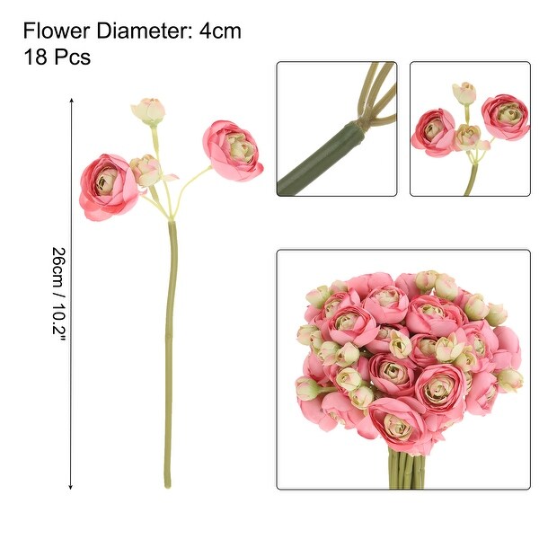 Artificial Ranunculus Flowers，18pcs Faux Silk Flower for Wedding