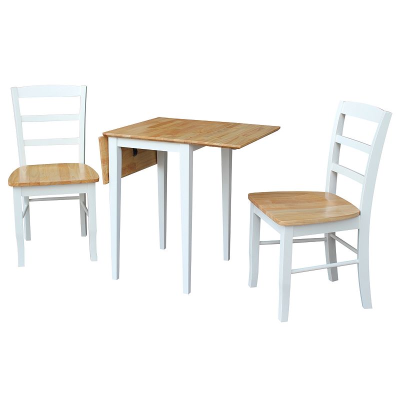 International Concepts Dual Drop Leaf Dining Table and Slat Back Chair 3-piece Set