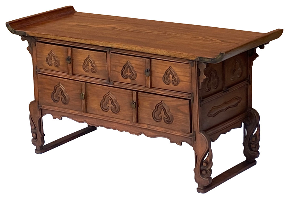 Oriental Asian Point Edge Chest of 3 Drawers Low Table Cabinet Hcs7294   Asian   Accent Chests And Cabinets   by Golden Lotus Antiques  Houzz