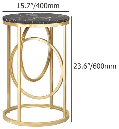 Black Round End Table Marble Top Side Table Metal in Gold   Contemporary   Side Tables And End Tables   by Homary International Limited  Houzz