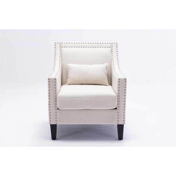 Accent Chair with Nailheads， Tight Back and Solid Wood Legs