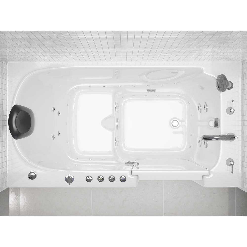 Universal Tubs HD Series 60 in. Right Drain Quick Fill Walk-In Whirlpool and Air Bath Tub with Powered Fast Drain in White HD3260RWD