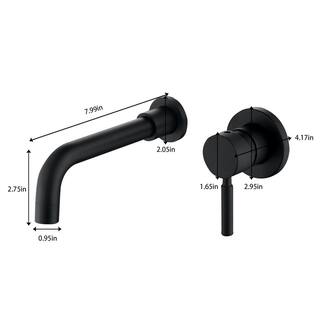 WELLFOR Single-Handle Wall Mount Bathroom Faucet in Matte Black WB-FA055MB