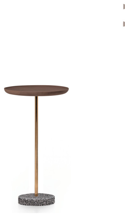 Contralto Side Table  Walnut Top  HG Bronze Stem and Terrazzo Base   Contemporary   Side Tables And End Tables   by pianca  Houzz