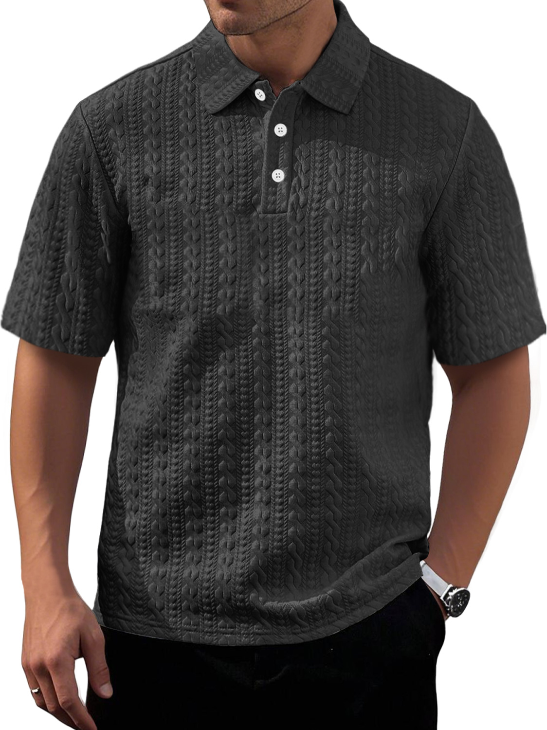 Men's Daily Texture Casual Lapel Comfortable Short-sleeved Polo Shirt