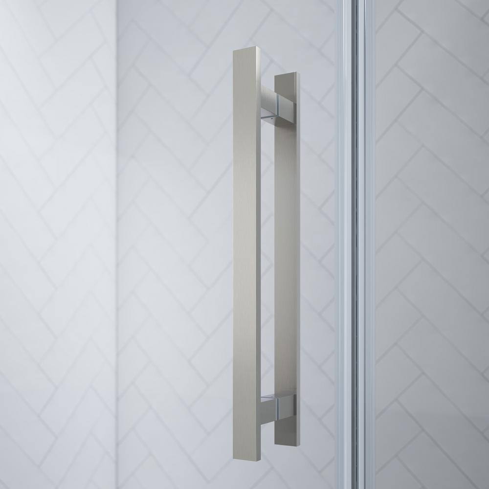 OVE Decors Pasadena 41-34 in. W x 72 in. H Pivot Framless Shower Door in SN 828796059022