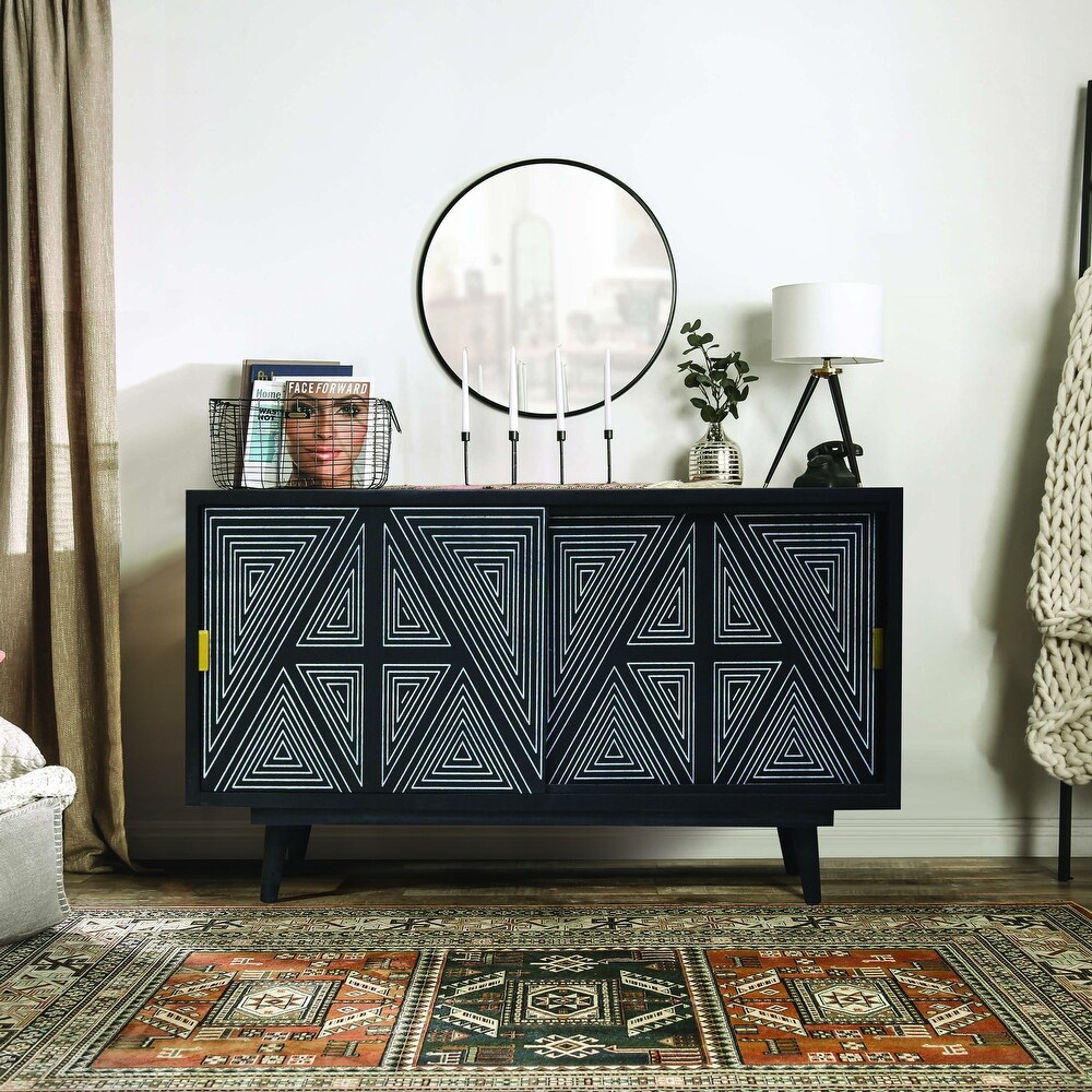 Bidi Mid Century Modern Solid Wood 2 shelf Buffet by Furniture of America