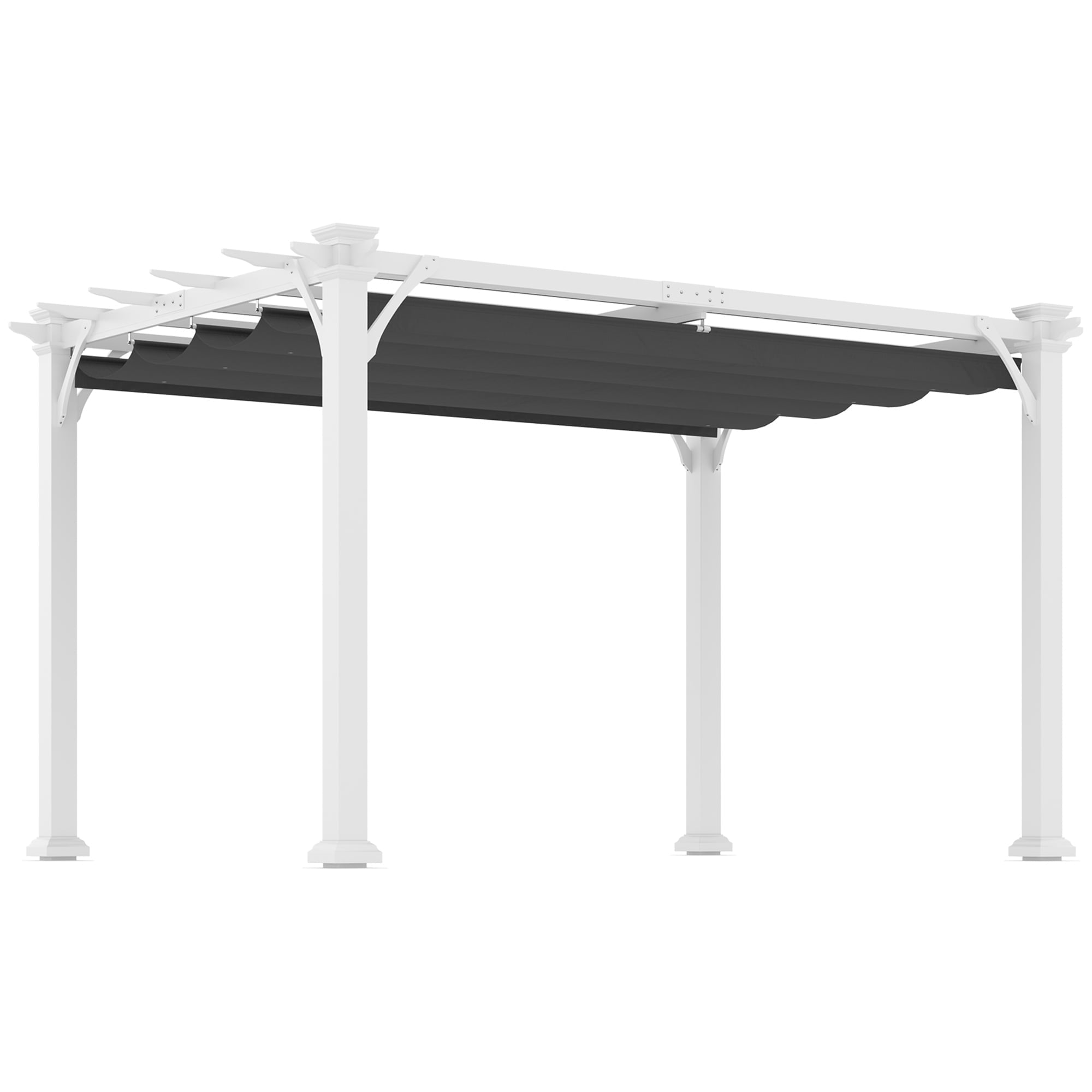 Outsunny 13' x 10' Wood Pergola with Retractable Canopy, Sun Shade Shelter