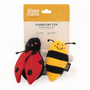 ZippyClaws 2-Pack Catnip Ladybug and Bee Cat Toys