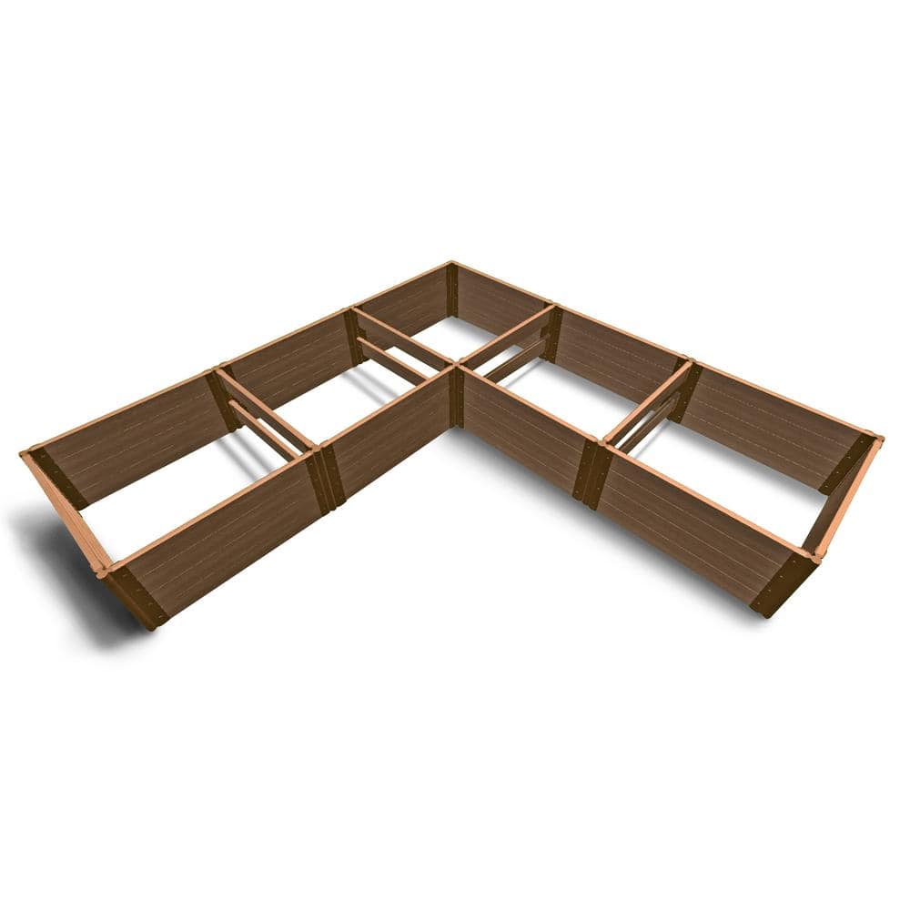 Frame It All Tool-Free Classic Sienna Composite Raised Garden Bed L Shaped 12 ft. x 12 ft. x 22 in. - 2 in. Profile 300004169