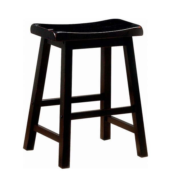 Casual Distressed Black Cherry Saddle Design Stools (Set of 2)