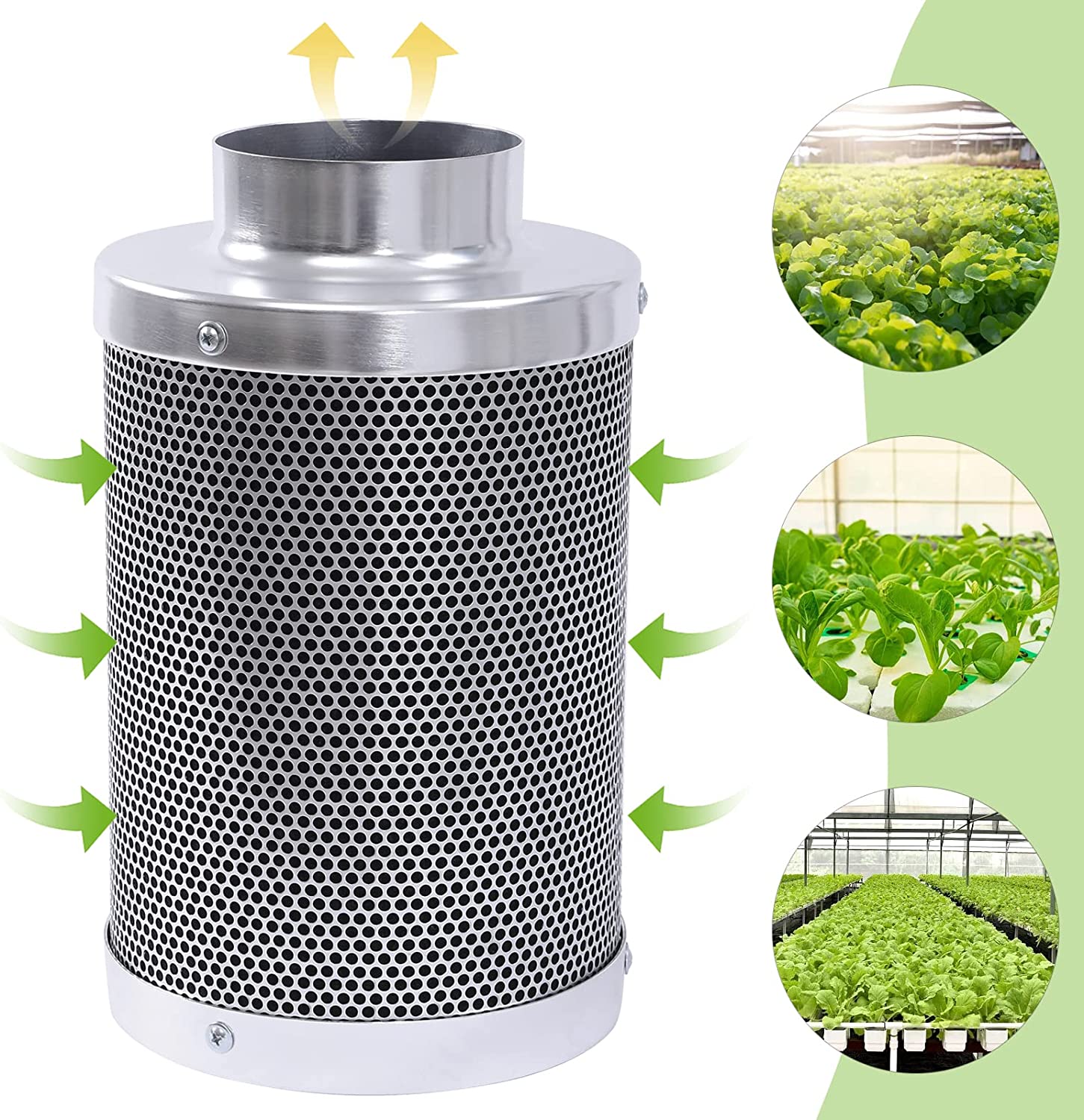 FETCOI Air Carbon Filter 4 Inch Smelliness Control with Charcoal for Inline Duct Fan， Grow Tent， Pre-Filter Included， Reversible Flange