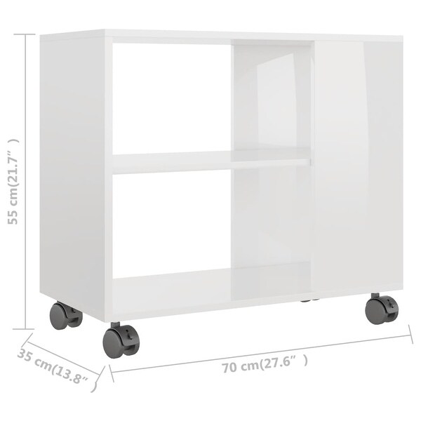 vidaXL Side Table High Gloss White 27.6