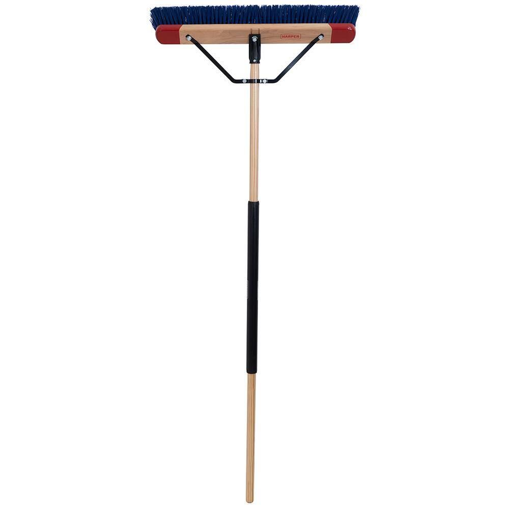 HARPER 24 in. Premium Outdoor HardwoodSteel Handle Push Broom for Dirt Soil Mulch Grass and Oil Dry 20201042