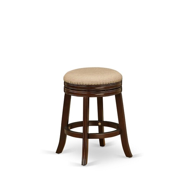 East West Furniture Devers Swivel Backless Barstool 24'' Seat Height And Pu Leather Roast (Color Options Available)