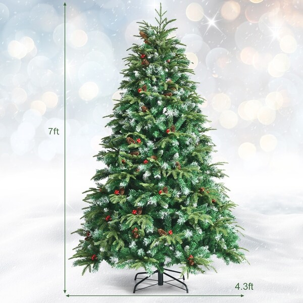 Gymax 5/6/7/9 FT PreLit Artificial Christmas Tree Hinged Xmas Tree w/