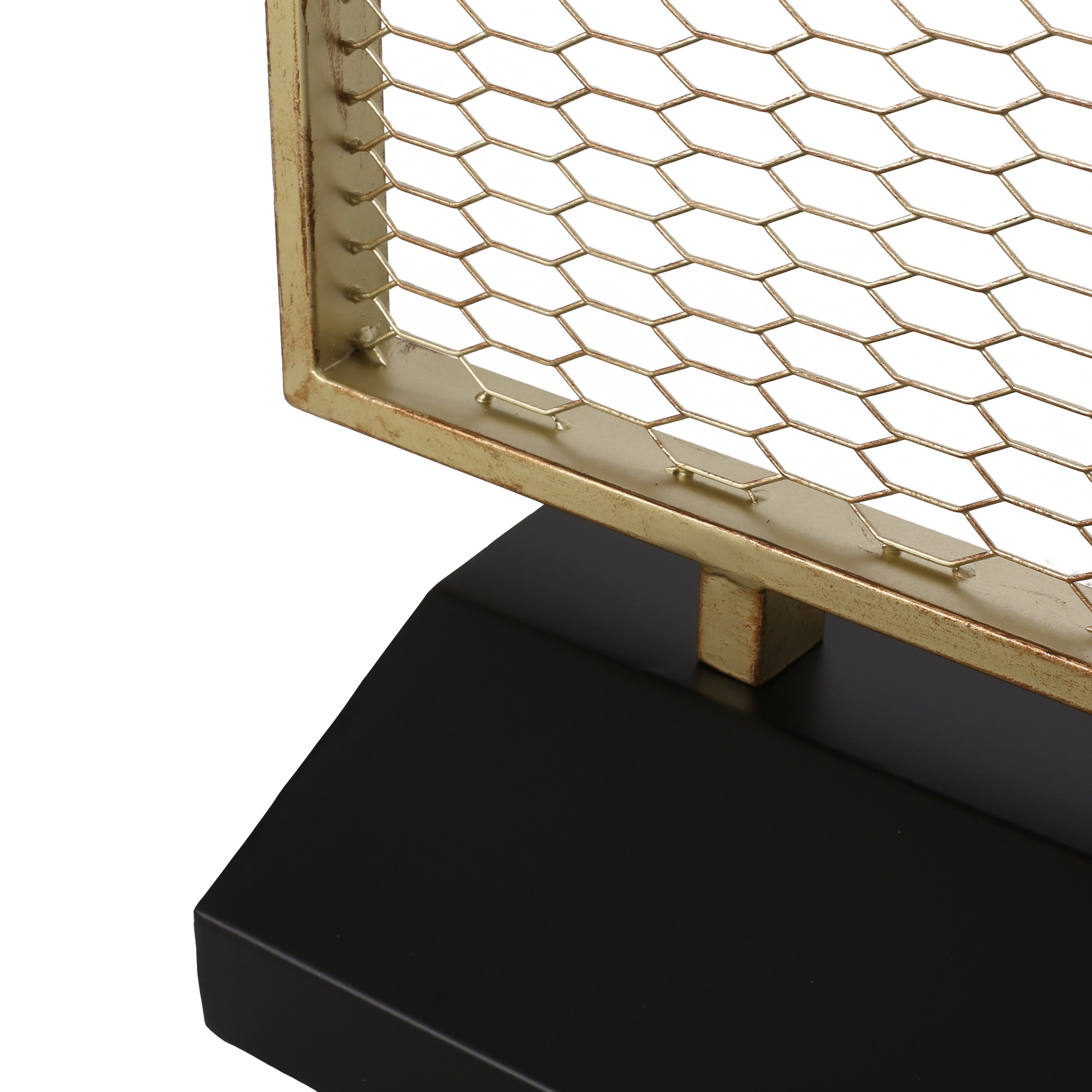 Jessamine Modern Mesh Room Divider, Gold Brushed Brown and Black