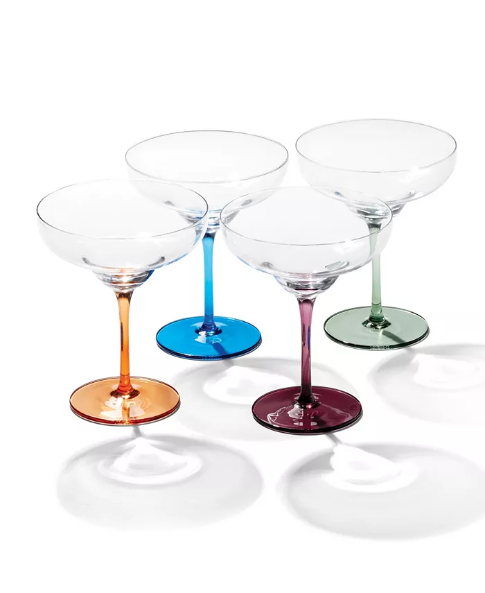 Oneida Bottoms Up Color Bottom Margarita Glasses Set of 4