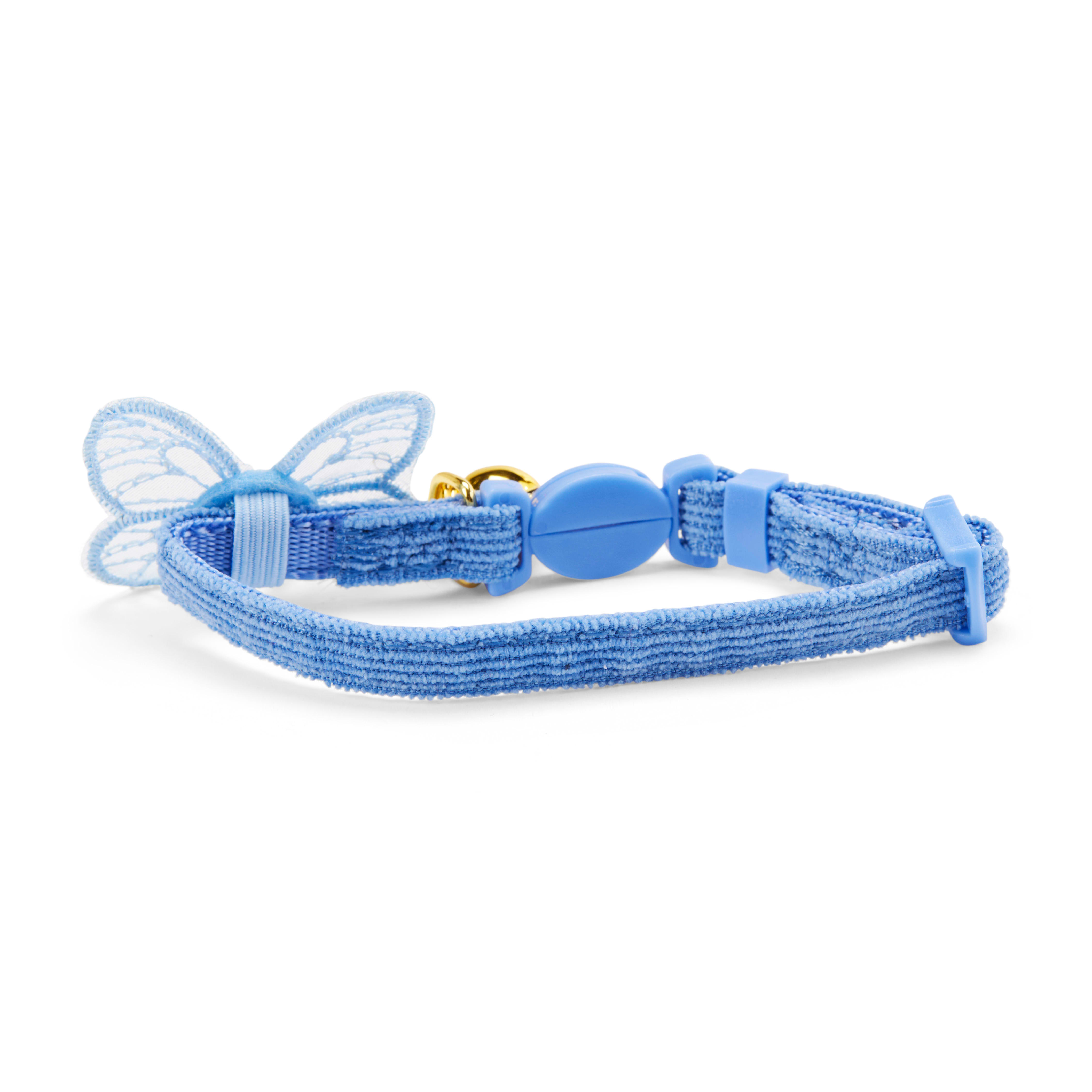 YOULY The Happy-Go-Lucky Blue Butterfly-Embellished Breakaway Kitten Collar